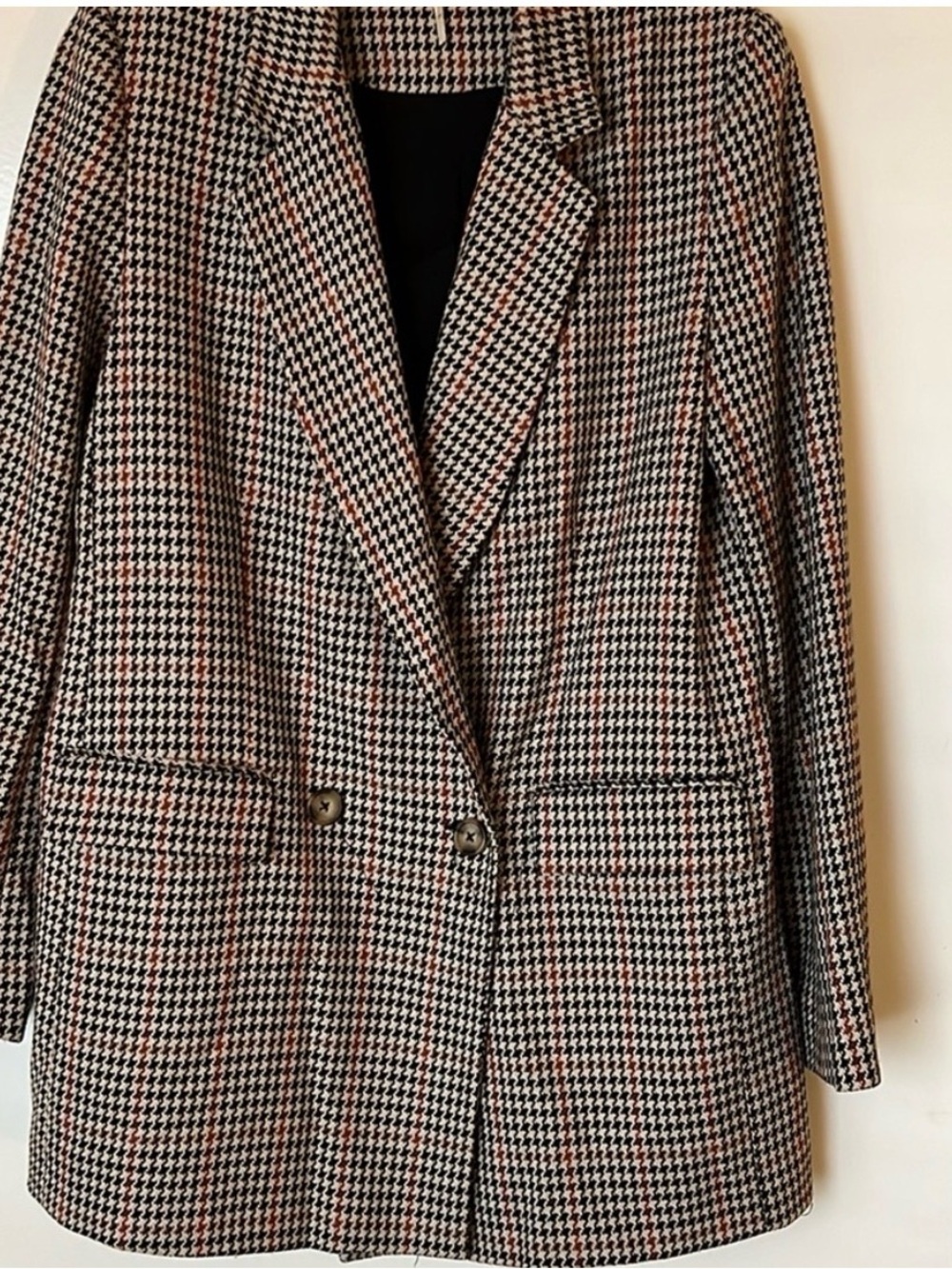 Free People Houndstooth Blazer Jacket - Black, White & Tan - Picture 5 of 7